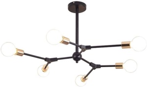 Modo Lighting Black Sputnik Chandelier Vintage Metal Semi Flush Mount Ceiling Light Modern Style 6-Light Sputnik Lighting - E-Comm Return, Unknown Condition