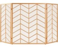3-Panel Iron Chevron Fireplace Screen w/ Handles - 52x31in, Gold, Appears New