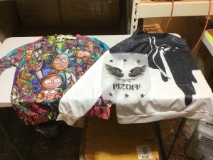 Lot of (2) Hoodies, Rick & Morty & Pizoff Milk Pour, Unknown Size Probably S or XS - Appear New