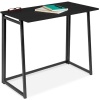 Folding Drop Leaf Office Desk w/ Wood Table Top, Back Shelf - 31.5in