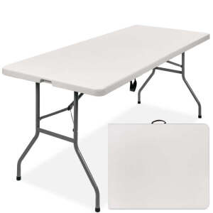 6ft Portable Folding Plastic Dining Table w/ Handle Lock