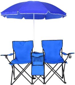 Portable Double Camping Chair with Umbrella