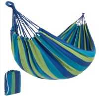 Lot of 2,&nbsp;2-Person Brazilian-Style Double Hammock w/ Portable Carrying Bag, Blue, Steel, Appears New