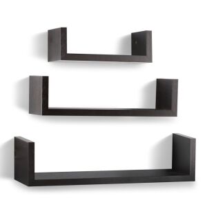 3-Piece Floating "U" Shelves - Black