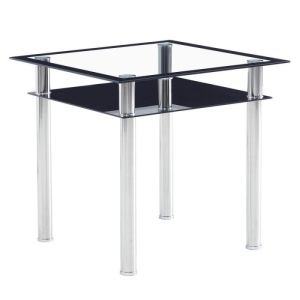 Glass Dining Table Modern Minimalist Glass Kitchen Office Table Square Transparent Metal Legs 2 Tiers