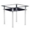 Glass Dining Table Modern Minimalist Glass Kitchen Office Table Square Transparent Metal Legs 2 Tiers