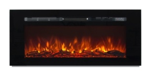 1500W 50in Heat Adjustable In-Wall Recessed Electric Fireplace Heater w/ Remote Control, Untested, Appears New