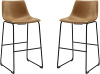 30" Industrial Faux Leather Barstools, Whiskey Brown,&nbsp;Set of 2 - Appears New&nbsp;&nbsp;