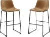 30" Industrial Faux Leather Barstools, Whiskey Brown,&nbsp;Set of 2 - Appears New&nbsp;&nbsp;
