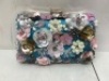 Flower Bedazzled Clutch Purse, Appears New