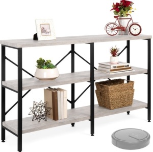 3-Tier Industrial Hallway Console Table for Living Room, Entry Way - 55in, Gray, May Be Missing Hardware, Appears New