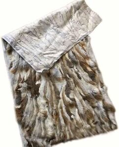 22"x43" Natural Tan Rabbit Fur Throw Blanket