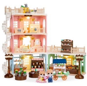 Deluxe Cottage Dollhouse Mansion Pretend Toy Playset w/ Tiny Critters, Appears New