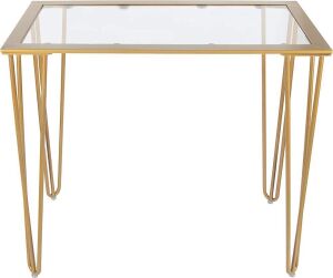 29" Gold Metal and Glass Top Desk