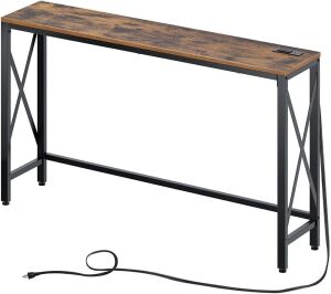 Console Table with Power Outlet and Adjustable Feet - Brown - Missing Hardware