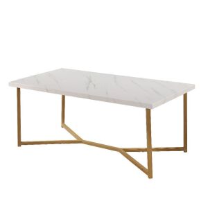 Rectangular Coffee Table - White/Gold - Missing Hardware