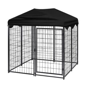 4' Dog Kennel with Roof - Black