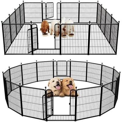 32" 16-Panel Dog Playpen - Black