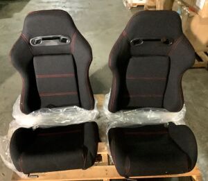 Set of (2) Sports Cloth Reclinable Racing Seats with Slider Brackets