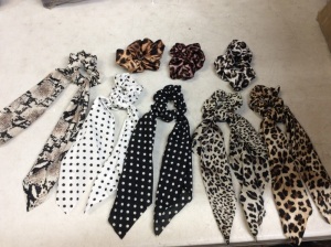 Case of (120) 8 Piece Scrunchies, Polka Dots & Animal Print - New