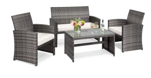 4PCS Patio Rattan Furniture Set, May Be Missing Hardware, E-Commerce Return/Appears New