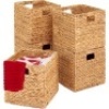 Set of 5 Collapsible Hyacinth Storage Baskets w/ Inserts - 10.5x10.5in, Natural, E-Commerce Return/Appears New