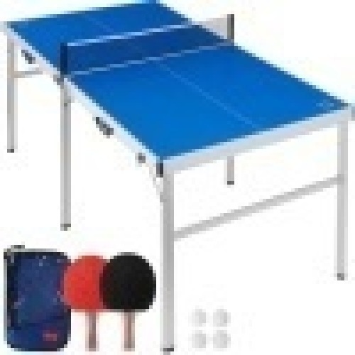 Portable Ping Pong Table Tennis Game Set w/ Paddles, Balls - 6x3ft, Appears New