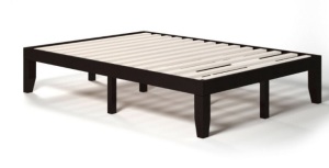 14" Full Size Wood Platform Bed Frame With Wood Slat Support-Brown, May Be Missing Hardware, E-Commerce Return