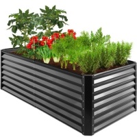 Outdoor Metal Raised Garden Bed for Vegetables, Flowers, Herbs - 6x3x2ft, Gray, Appears New