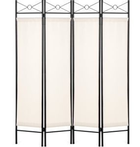 4-Panel Folding Privacy Screen Room Divider Decoration Accent, 6ft, White, Appears New