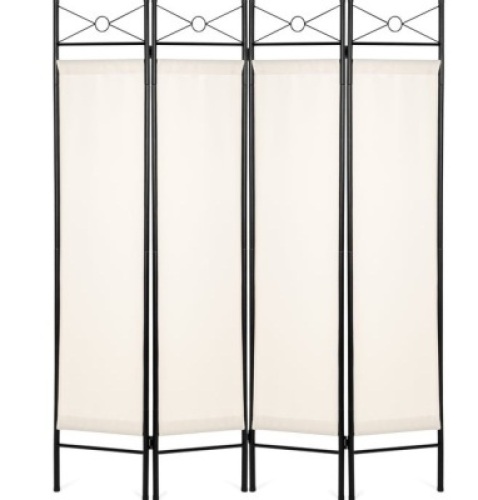 4-Panel Folding Privacy Screen Room Divider Decoration Accent, 6ft, White, Appears New