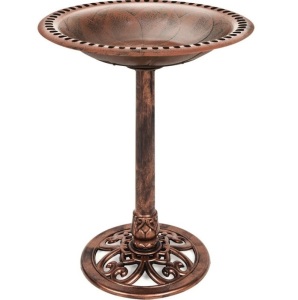 Vintage Outdoor Garden Bird Bath w/ Fleur-de-Lis Accents, Copper, Appears New