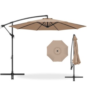 Offset Hanging Patio Umbrella - 10ft, Tan, E-Commerce Return/Damaged Box