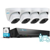 Reolink 8MP Outdoor POE Security Camera System, 4pcs Person/Vehicle Detection Smart Camera, 8CH POE NVR with 2TB HDD, 24/7 Recording, RLK8-820D4-A