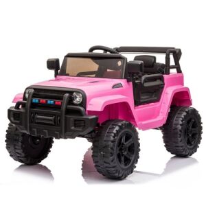 12V Battery Electric Kids Ride On Car with Remote Control, LED Lights and Realistic Horns, Pink 