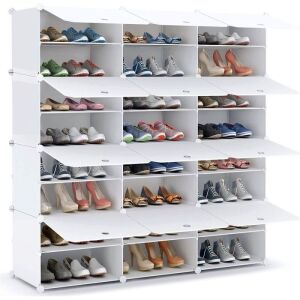 12 Cubes Stackable Shoe Storage Cabinet Boxes 