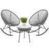 3-Piece Patio Woven Rope Acapulco Rocking Chair Bistro Set