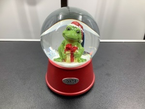 Lot of 4 Frog Musical Water Globes, Plays Jingle Bells, Appears New