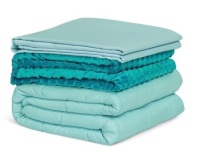 Heavy Weighted Blanket 3 Piece Set w/Hot & Cold Duvet Covers, 60x80in,&nbsp;Green, Appears New