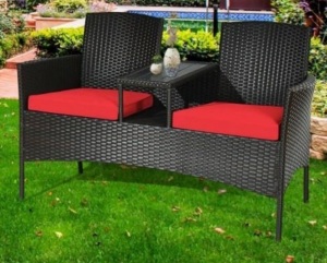 Patio Rattan Conversation Set -Red, Appears New/Damaged Box