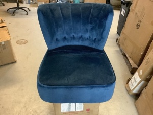 Upholstered Chair, Wooden Legs, Blue, Chair Legs & Hardware Included, Appears New/Damaged Box