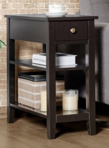 3-Tier Nightstand Bedside Table Sofa Side With Double Shelves Drawer, Black, Appears New