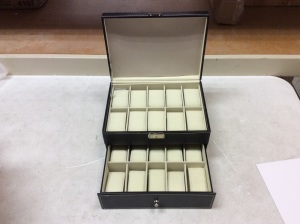 Glass Top Watch Jewelry Display Case Organizer - Appears New 