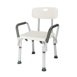 OMECAL 450lbs Shower Bath Chair with Safety Steel Frame, Durable Back and Arms