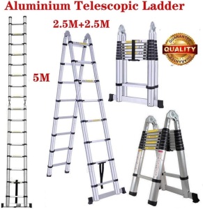 5M/16.5Ft A Frame Aluminum Telescopic Ladder - Appears New 