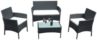Panana Diana&nbsp;Rattan Outdoor Furniture 4 Piece Set, Black/Cream - Appears New&nbsp;