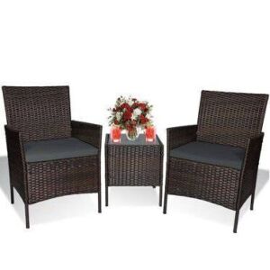 3-Piece Patio Furniture Set - Brown/Gray