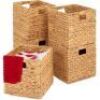 Set of 5 Collapsible Hyacinth Storage Baskets w/ Inserts - 12x12in&nbsp;