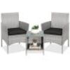 3-Piece Outdoor Patio Wicker Bistro Set w/ Side Storage Table&nbsp;