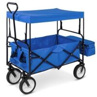 Utility Wagon Cart w/ Folding Design, 2 Cup Holders, Removable Canopy&nbsp;